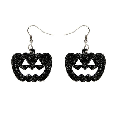 Erstwilder Essentials Pumpkin Glitter Resin Drop Earrings - Black EE1013-SG7000