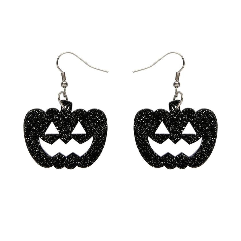 Erstwilder Essentials Pumpkin Glitter Resin Drop Earrings - Black EE1013-SG7000