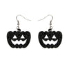 Pumpkin Glitter Resin Drop Earrings - Black