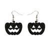 Pumpkin Glitter Resin Drop Earrings - Black