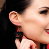 Pumpkin Glitter Resin Drop Earrings - Black