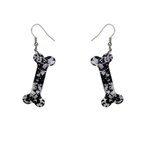 Erstwilder Essentials Bones Chunky Glitter Resin Drop Earrings - Silver EE1014-CG7200