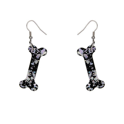 Erstwilder Essentials Bones Chunky Glitter Resin Drop Earrings - Silver EE1014-CG7200