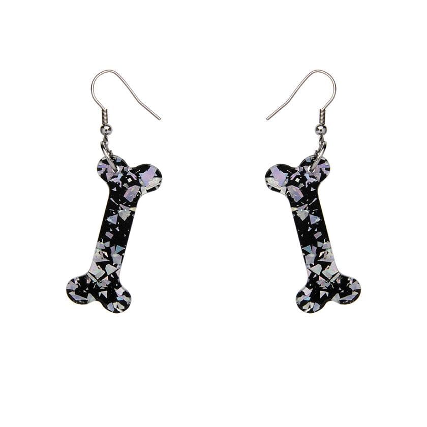 Erstwilder Essentials Bones Chunky Glitter Resin Drop Earrings - Silver EE1014-CG7200