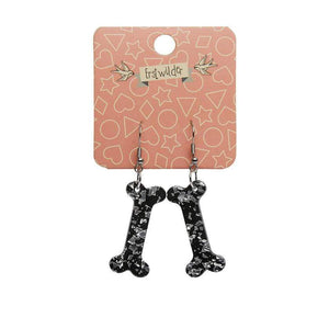 Erstwilder Essentials Bones Chunky Glitter Resin Drop Earrings - White EE1014-CG8000