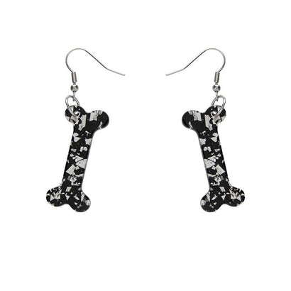 Erstwilder Essentials Bones Chunky Glitter Resin Drop Earrings - White EE1014-CG8000