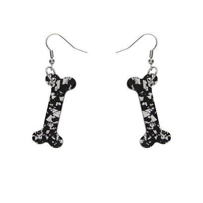 Erstwilder Essentials Bones Chunky Glitter Resin Drop Earrings - White EE1014-CG8000