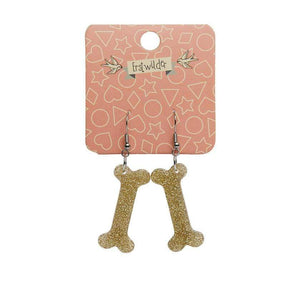 Erstwilder Essentials Bones Glitter Resin Drop Earrings - Gold EE1014-SG6500