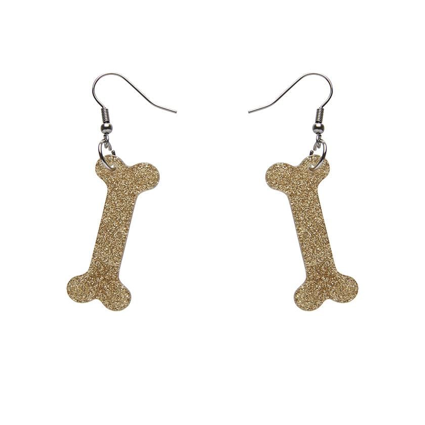 Erstwilder Essentials Bones Glitter Resin Drop Earrings - Gold EE1014-SG6500