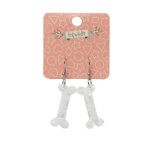 Erstwilder Essentials Bones Textured Resin Drop Earrings - White EE1014-T8000