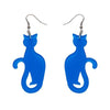 Sitting Cat Bubble Resin Drop Earrings - Blue