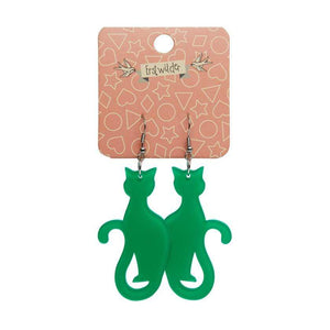 Erstwilder Essentials Sitting Cat Bubble Resin Drop Earrings - Green EE1017-BU4000