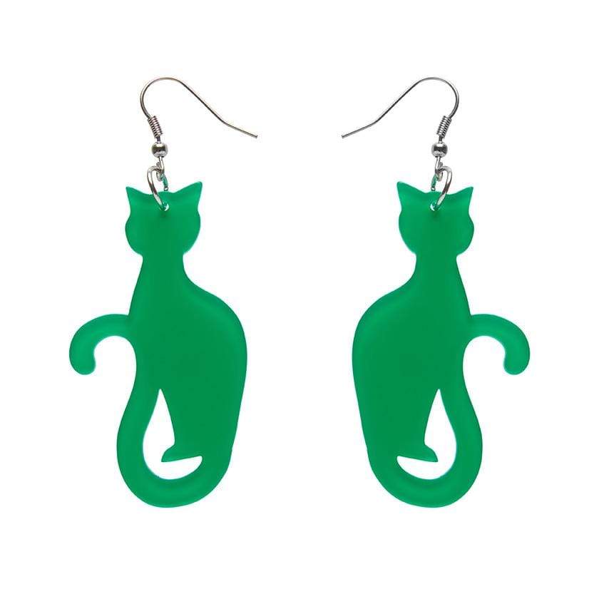Erstwilder Essentials Sitting Cat Bubble Resin Drop Earrings - Green EE1017-BU4000