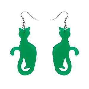 Erstwilder Essentials Sitting Cat Bubble Resin Drop Earrings - Green EE1017-BU4000