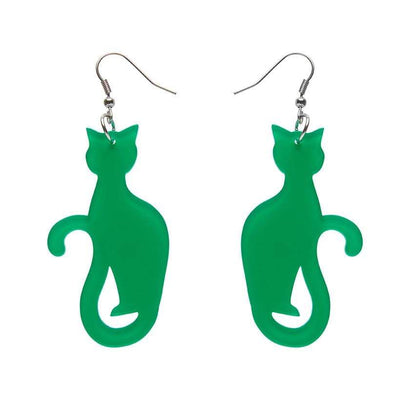 Erstwilder Essentials Sitting Cat Bubble Resin Drop Earrings - Green EE1017-BU4000
