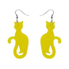 Sitting Cat Bubble Resin Drop Earrings - Yellow