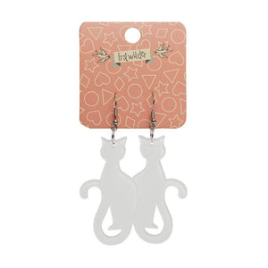 Erstwilder Essentials Sitting Cat Bubble Resin Drop Earrings - White EE1017-BU8000