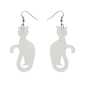 Erstwilder Essentials Sitting Cat Bubble Resin Drop Earrings - White EE1017-BU8000
