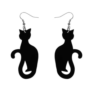 Erstwilder Essentials Sitting Cat Solid Resin Drop Earrings - Black EE1017-SO7000