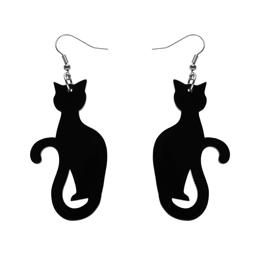Erstwilder Essentials Sitting Cat Solid Resin Drop Earrings - Black EE1017-SO7000