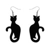 Sitting Cat Solid Resin Drop Earrings - Black