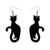 Sitting Cat Solid Resin Drop Earrings - Black