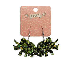 Erstwilder Essentials Triceratops Chunky Glitter Resin Drop Earrings - Lime EE1019-CG4200