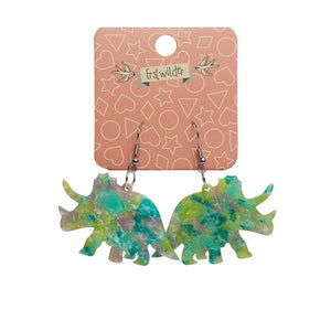 Erstwilder Essentials Triceratops Mottled Resin Drop Earrings - Green EE1019-MO4000