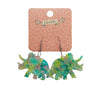 Triceratops Mottled Resin Drop Earrings - Green