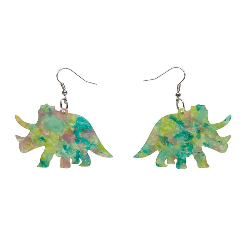 Erstwilder Essentials Triceratops Mottled Resin Drop Earrings - Green EE1019-MO4000