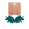 Triceratops Ripple Glitter Resin Drop Earrings - Emerald