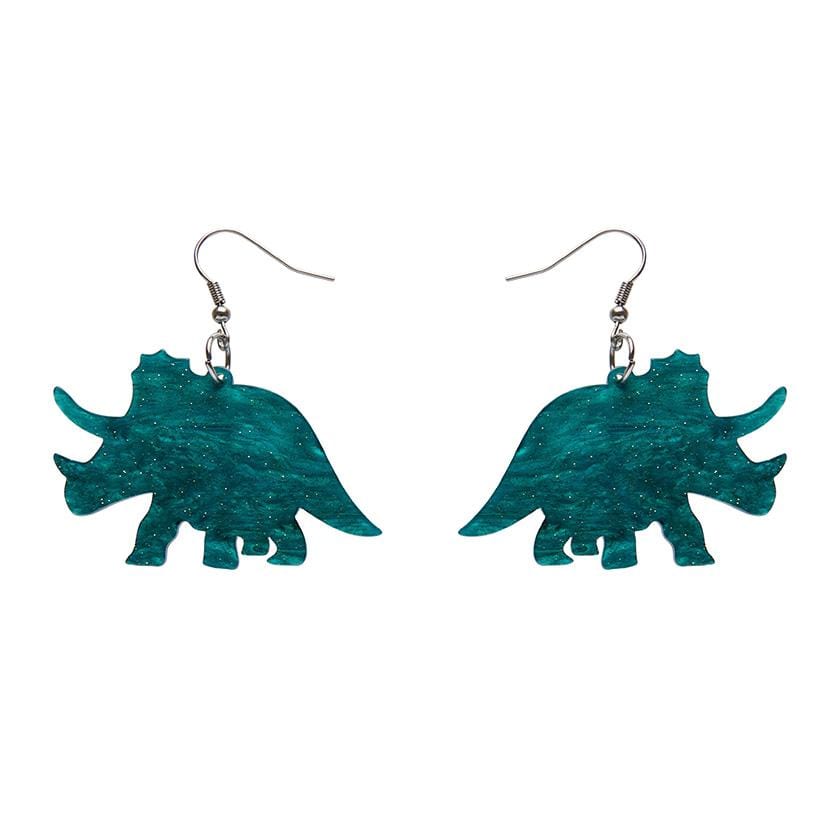 Erstwilder Essentials Triceratops Ripple Glitter Resin Drop Earrings - Emerald EE1019-RG4100