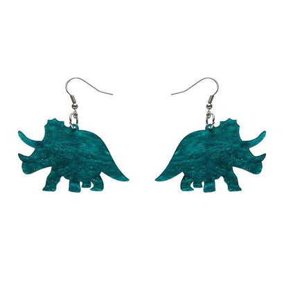 Erstwilder Essentials Triceratops Ripple Glitter Resin Drop Earrings - Emerald EE1019-RG4100