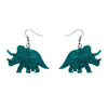Triceratops Ripple Glitter Resin Drop Earrings - Emerald