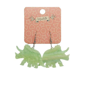 Erstwilder Essentials Triceratops Ripple Glitter Resin Drop Earrings - Lime EE1019-RG4200