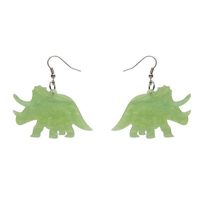 Erstwilder Essentials Triceratops Ripple Glitter Resin Drop Earrings - Lime EE1019-RG4200