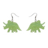 Triceratops Ripple Glitter Resin Drop Earrings - Lime