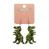 Tyrannosaurus Chunky Glitter Resin Drop Earrings - Lime