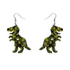 Tyrannosaurus Chunky Glitter Resin Drop Earrings - Lime