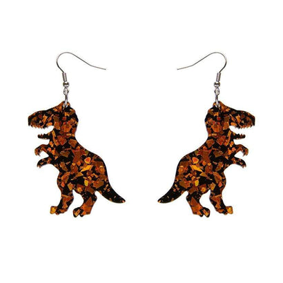 Erstwilder Essentials Tyrannosaurus Chunky Glitter Resin Drop Earrings - Orange EE1020-CG6100