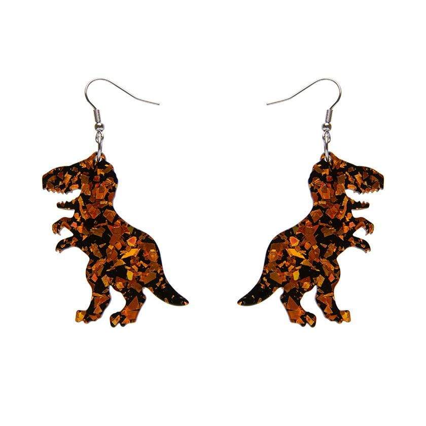 Erstwilder Essentials Tyrannosaurus Chunky Glitter Resin Drop Earrings - Orange EE1020-CG6100