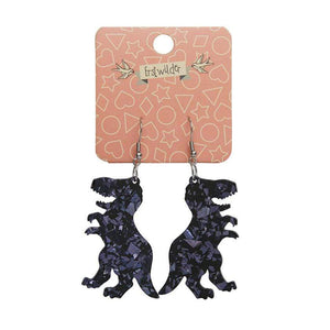 Erstwilder Essentials Tyrannosaurus Chunky Glitter Resin Drop Earrings - Black EE1020-CG7000