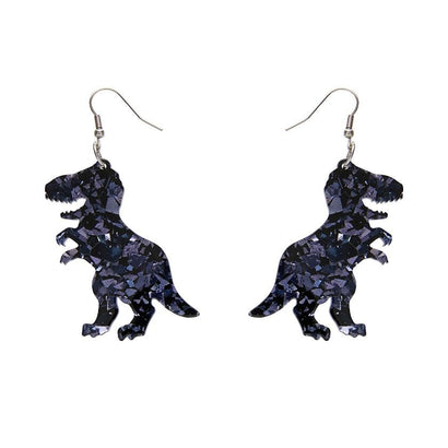 Erstwilder Essentials Tyrannosaurus Chunky Glitter Resin Drop Earrings - Black EE1020-CG7000