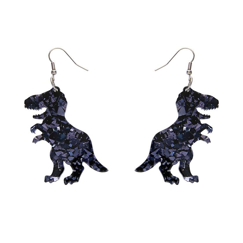 Erstwilder Essentials Tyrannosaurus Chunky Glitter Resin Drop Earrings - Black EE1020-CG7000