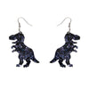 Tyrannosaurus Chunky Glitter Resin Drop Earrings - Black