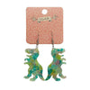 Tyrannosaurus Mottled Resin Drop Earrings - Green