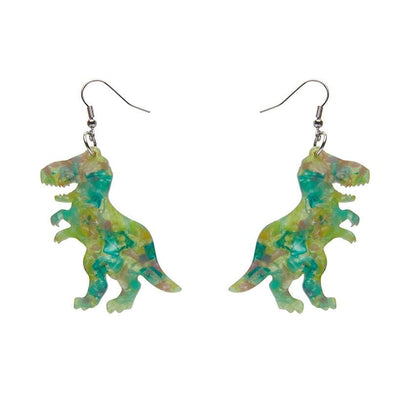 Erstwilder Essentials Tyrannosaurus Mottled Resin Drop Earrings - Green EE1020-MO4000