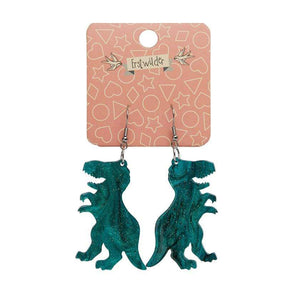 Erstwilder Essentials Tyrannosaurus Ripple Glitter Resin Drop Earrings - Emerald EE1020-RG4100