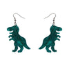 Tyrannosaurus Ripple Glitter Resin Drop Earrings - Emerald