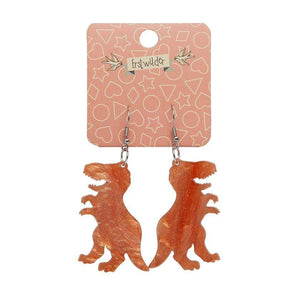 Erstwilder Essentials Tyrannosaurus Ripple Glitter Resin Drop Earrings - Orange EE1020-RG6100
